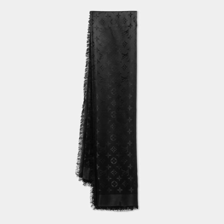 Louis Vuitton Black Classique Monogram Silk & Wool Shawl Louis Vuitton