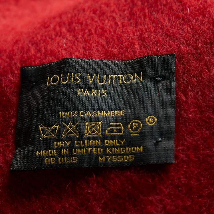 Pre Owned Louis Vuitton Cherry Red Reykjavik Cashmere Scarf