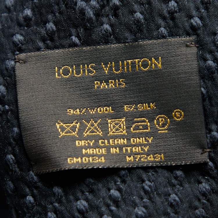Pre Owned Louis Vuitton Black Logomania Wool & Silk Scarf