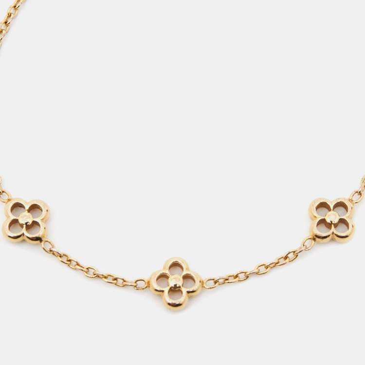 Pre Owned Louis Vuitton Gold Tone Flowerfull Station Bracelet