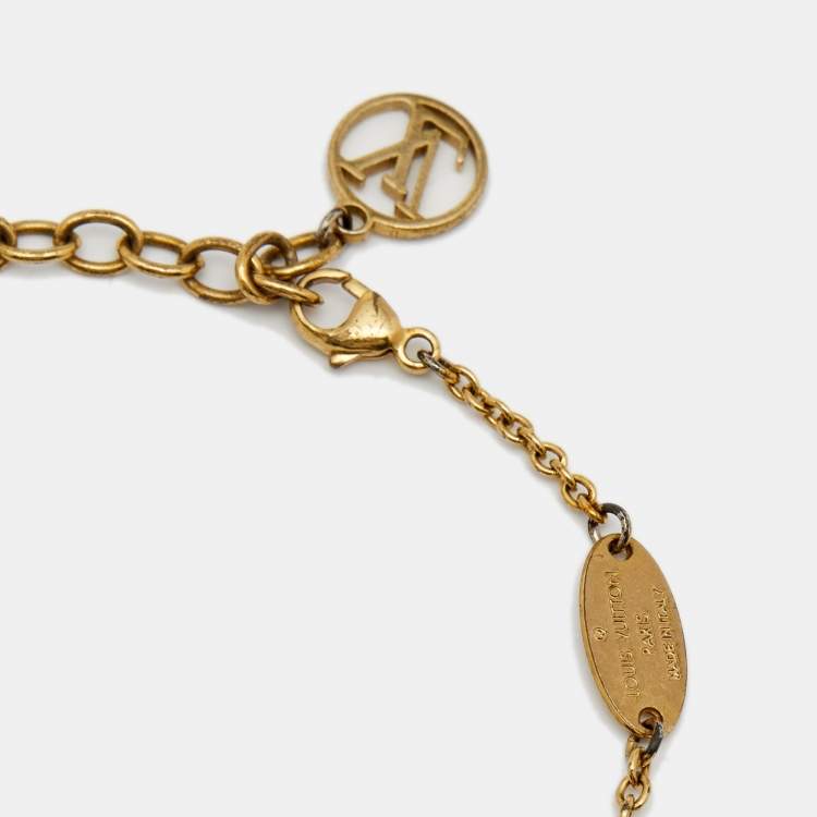 Pre Owned Louis Vuitton Gold Tone Flowerfull Station Bracelet