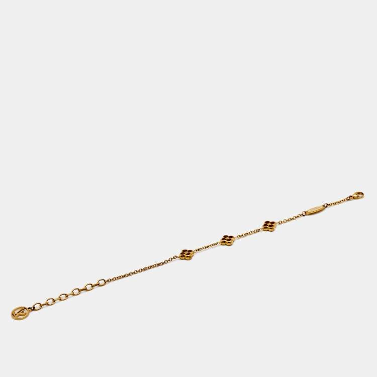 Pre Owned Louis Vuitton Gold Tone Flowerfull Station Bracelet
