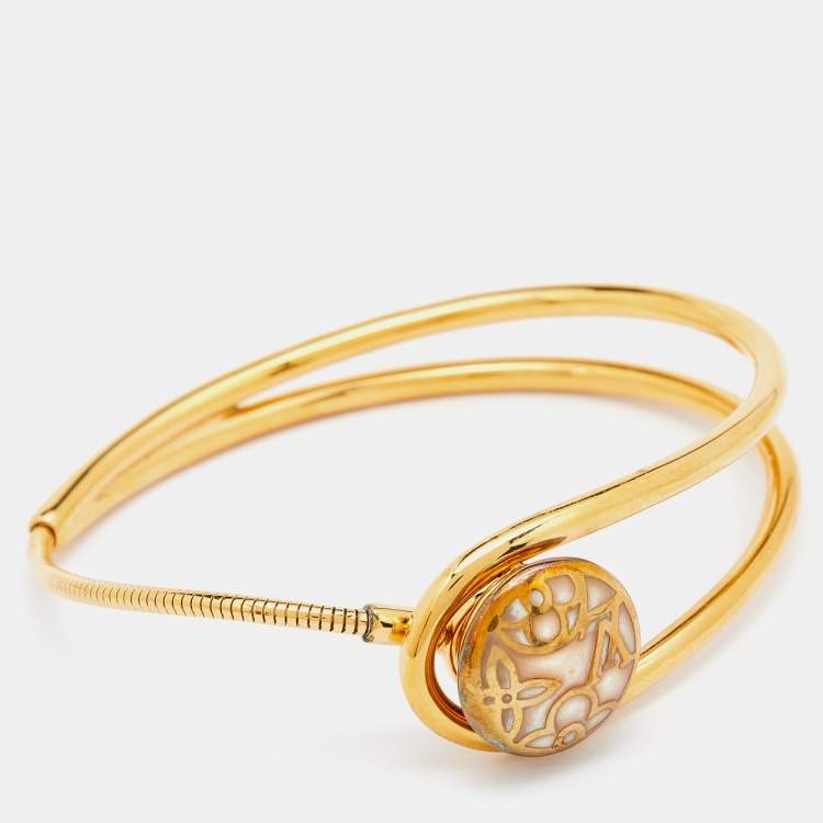 Pre Owned Louis Vuitton Gold Tone Celeste Bracelet & Ring Set