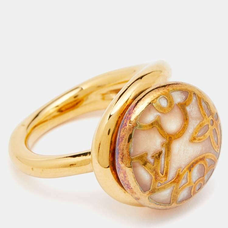 Pre Owned Louis Vuitton Gold Tone Celeste Bracelet & Ring Set