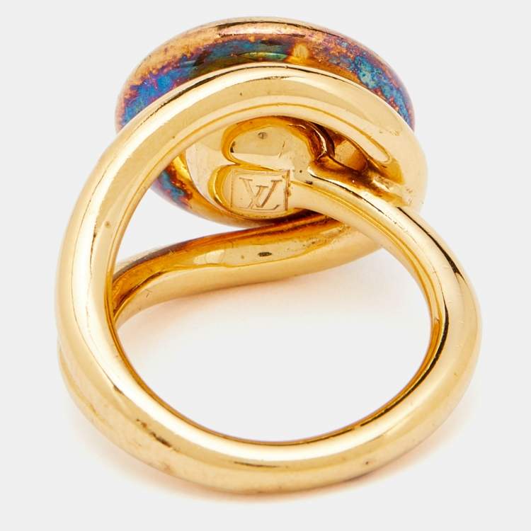 Pre Owned Louis Vuitton Gold Tone Celeste Bracelet & Ring Set