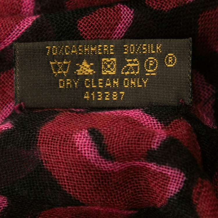 Pre Owned Louis Vuitton Black Animal Printed Cashmere & Silk Scarf