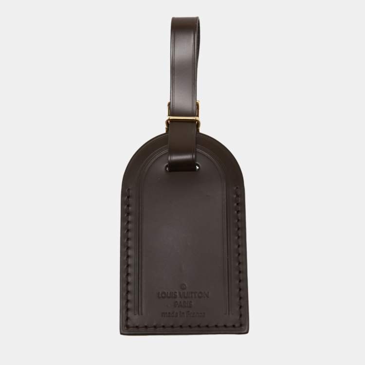 Pre Owned Louis Vuitton Brown Leather Luggage Name Tag