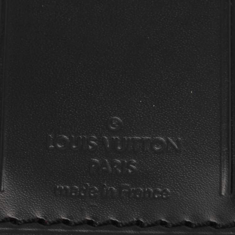 Pre Owned Louis Vuitton Black Leather Luggage Name Tag