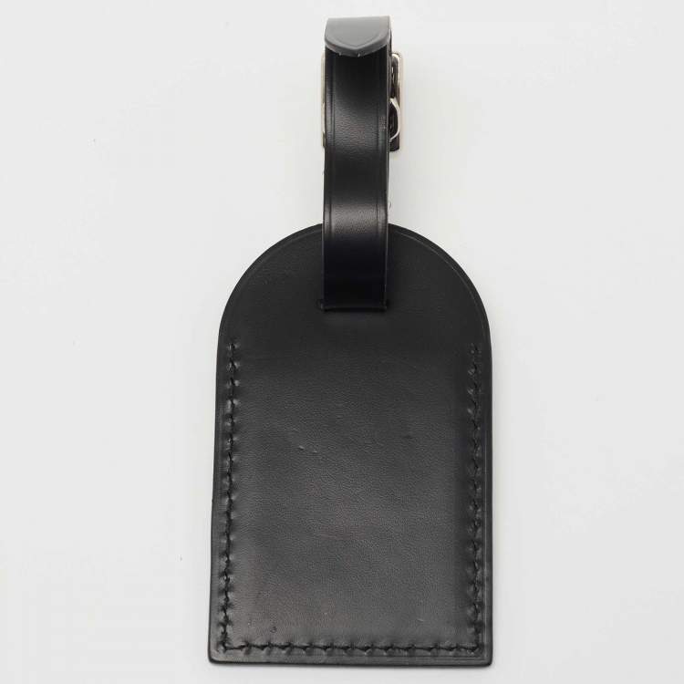 Pre Owned Louis Vuitton Black Leather Luggage Name Tag