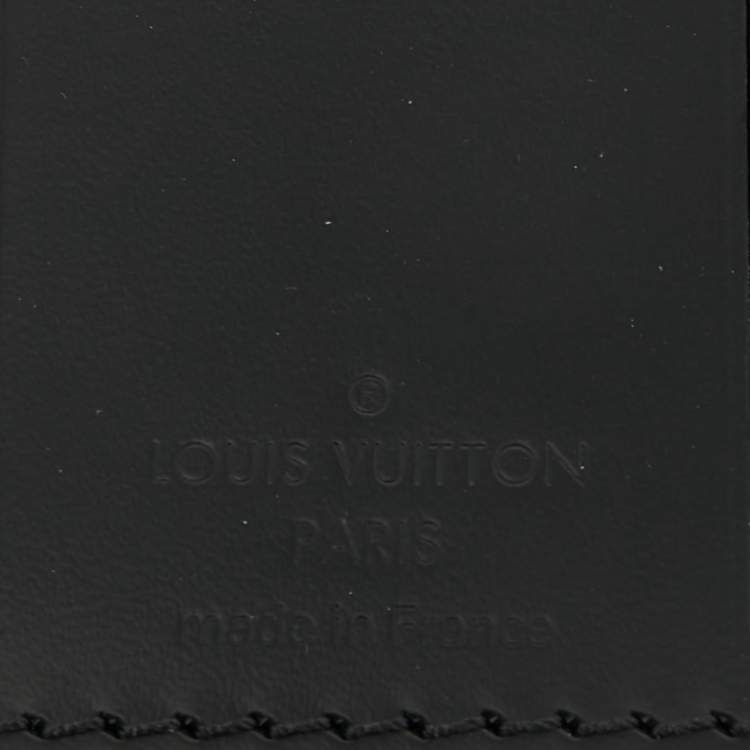 Pre Owned Louis Vuitton Black Leather Luggage Name Tag