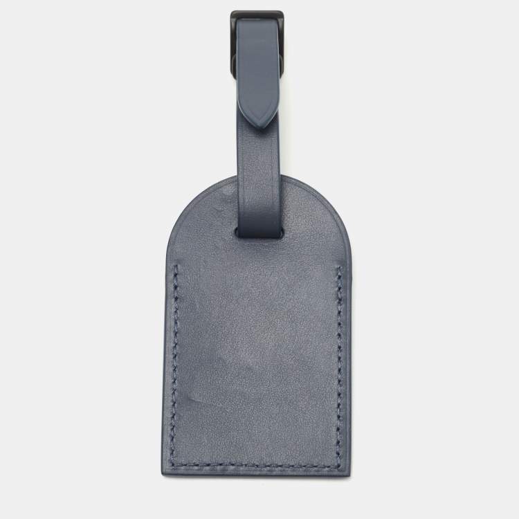 Pre Owned Louis Vuitton Black Leather Luggage Name Tag