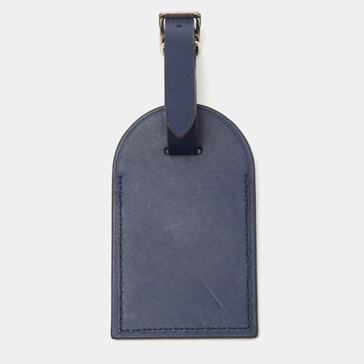 Pre Owned Louis Vuitton Blue Leather Luggage Name Tag