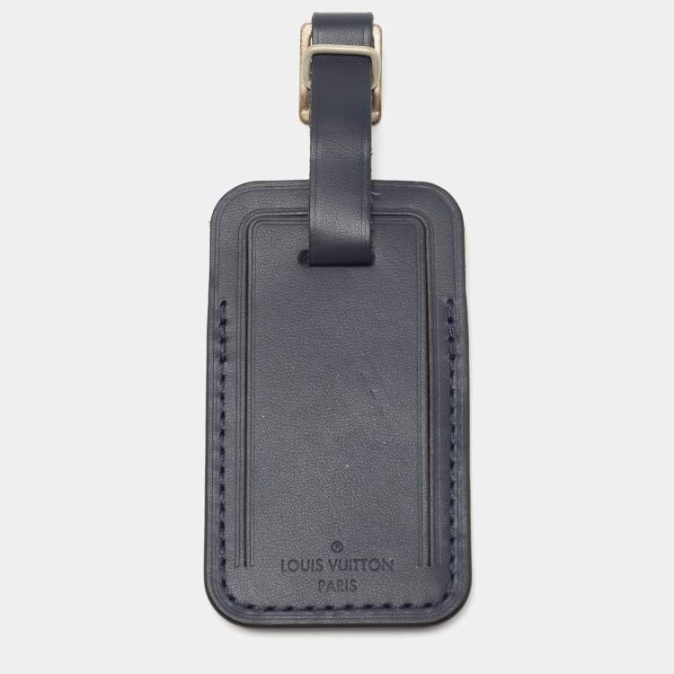 Pre Owned Louis Vuitton Blue Leather Luggage Name Tag