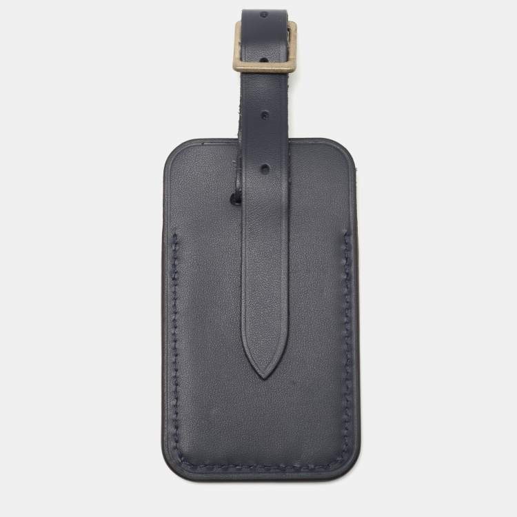 Pre Owned Louis Vuitton Blue Leather Luggage Name Tag