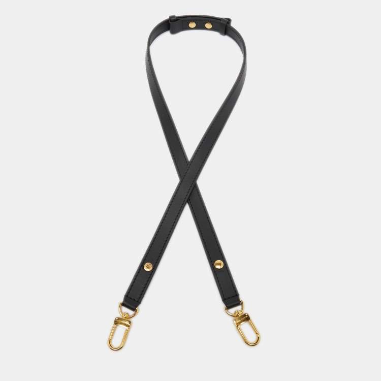 Louis Vuitton Black Leather Bag Adjustable Shoulder Strap Louis