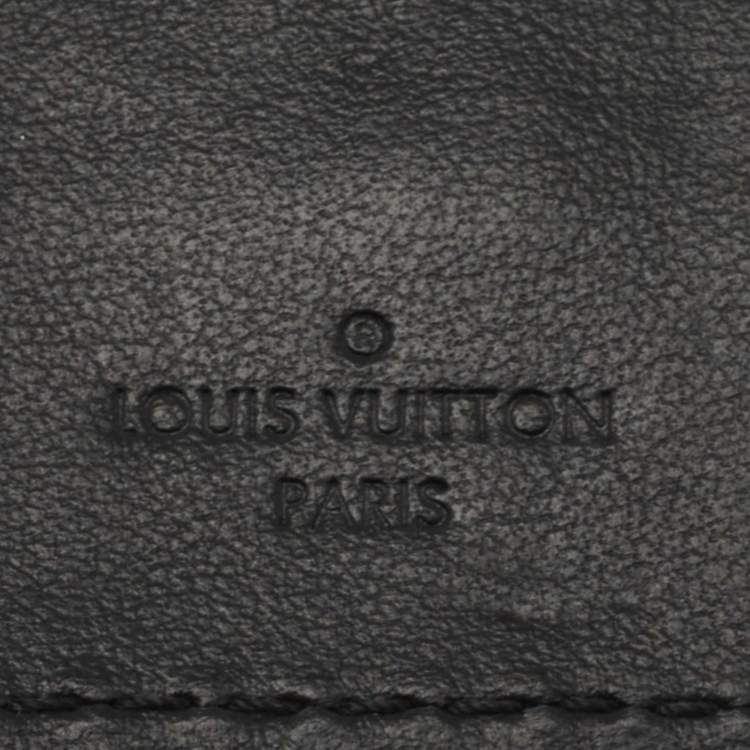 Pre Owned Louis Vuitton Black Leather Luggage Name Tag