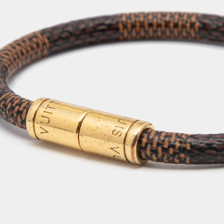 Pre Owned Louis Vuitton Keep It Canvas Gold Tone Bracelet