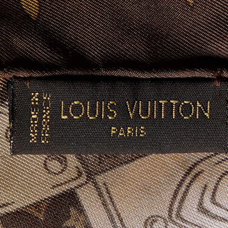 Pre Owned Louis Vuitton Brown Trunks Monogram Silk Scarf