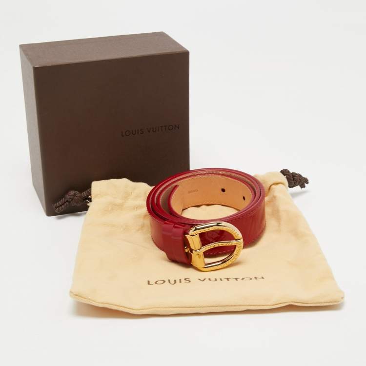 Pre Owned Louis Vuitton Pomme D'Amour Monogram Vernis Buckle Belt 80CM