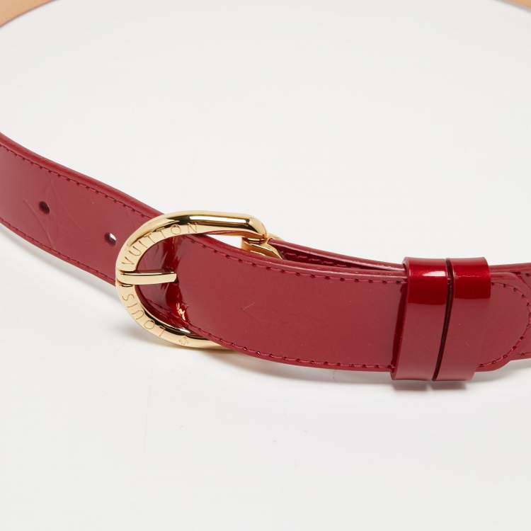 Pre Owned Louis Vuitton Pomme D'Amour Monogram Vernis Buckle Belt 80CM