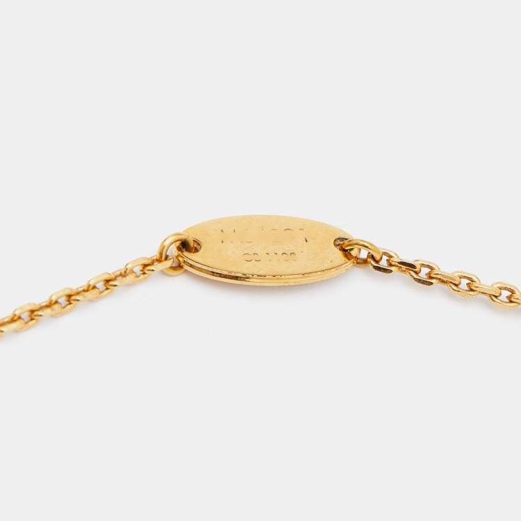 Pre Owned Louis Vuitton Gold Tone Collier Logo Angel Pendant Necklace