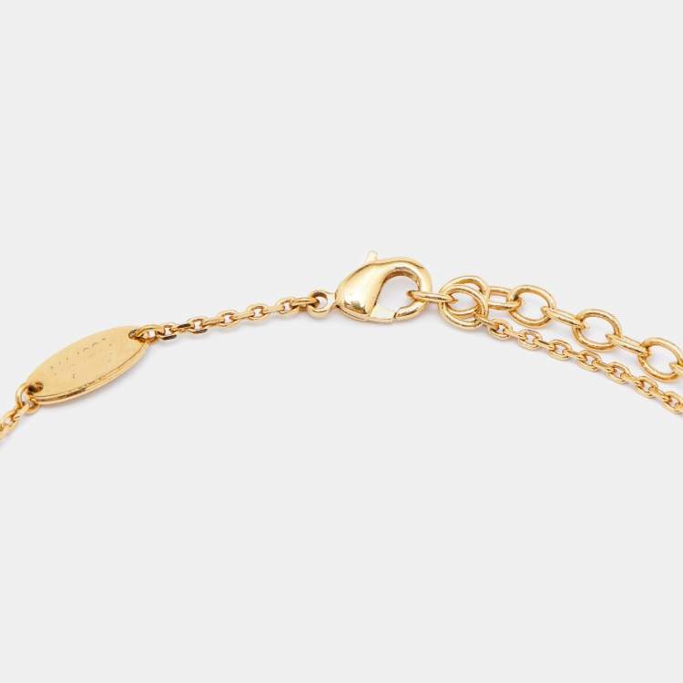 Pre Owned Louis Vuitton Gold Tone Collier Logo Angel Pendant Necklace