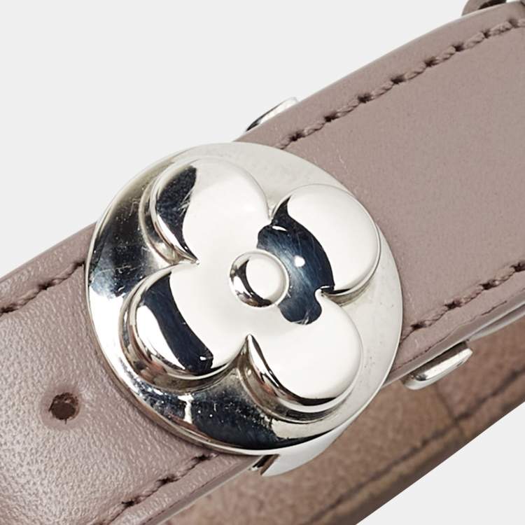 Pre Owned Louis Vuitton Wish Leather Silver Tone Wrap Bracelet