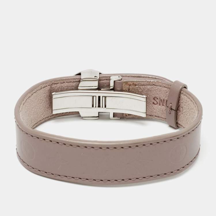 Pre Owned Louis Vuitton Wish Leather Silver Tone Wrap Bracelet
