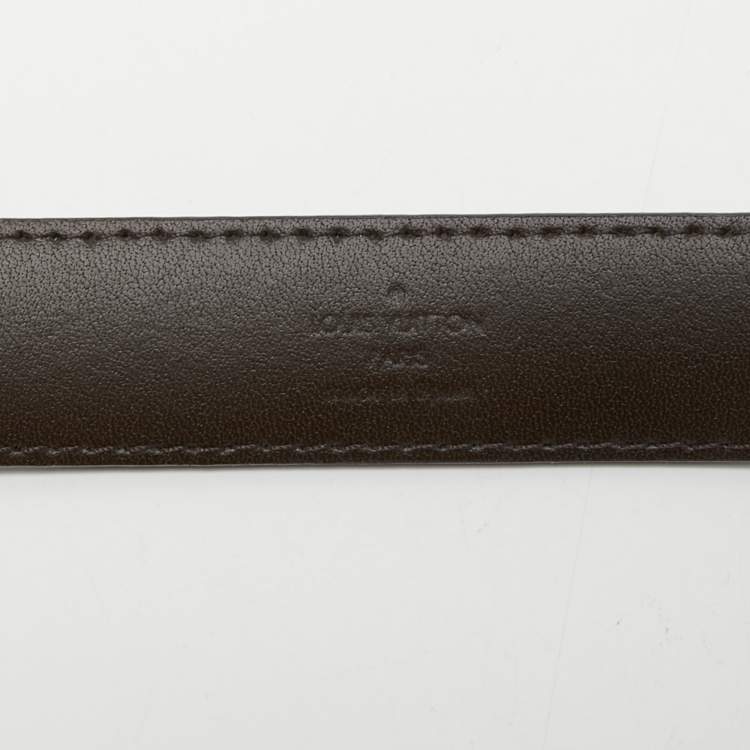 Pre Owned Louis Vuitton Damier Ebene Canvas LV Initiales  Slim Belt 80CM
