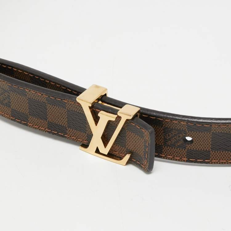 Pre Owned Louis Vuitton Damier Ebene Canvas LV Initiales  Slim Belt 80CM