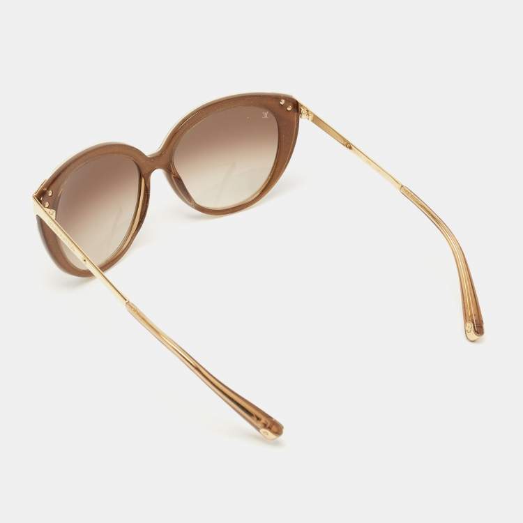 Pre Owned Louis Vuitton Gold/Brown Amber Z0620W Cat Eye Sunglasses