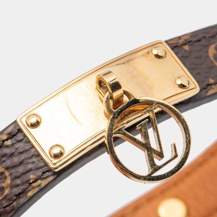 Pre Owned Louis Vuitton Monogram Canvas Gold Tone Bracelet