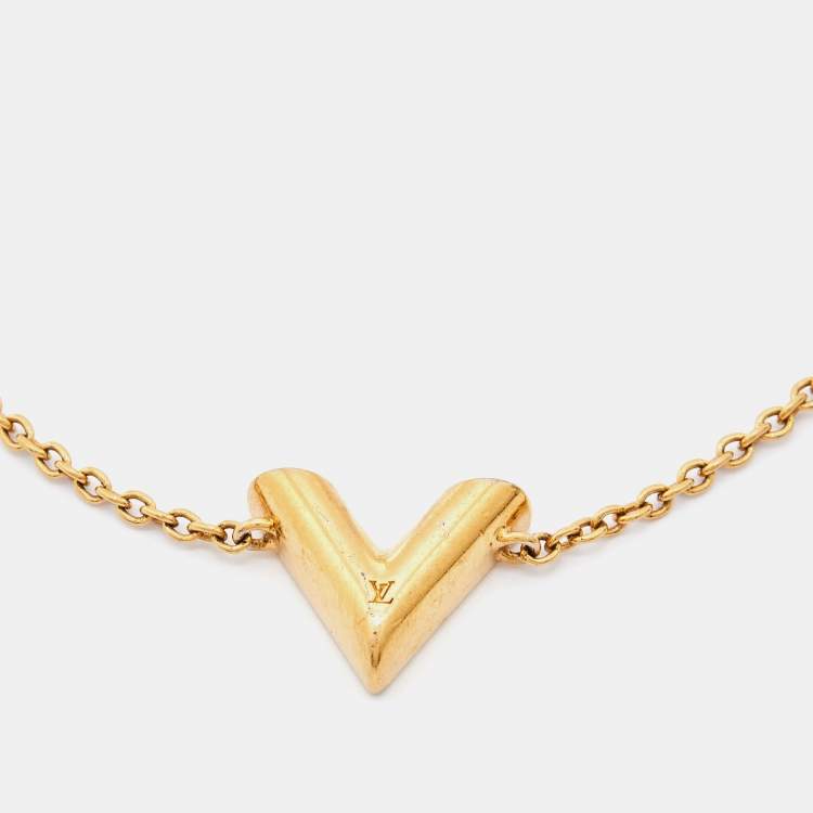Pre Owned Louis Vuitton Essential V Gold Tone Bracelet
