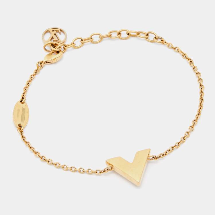 Pre Owned Louis Vuitton Essential V Gold Tone Bracelet