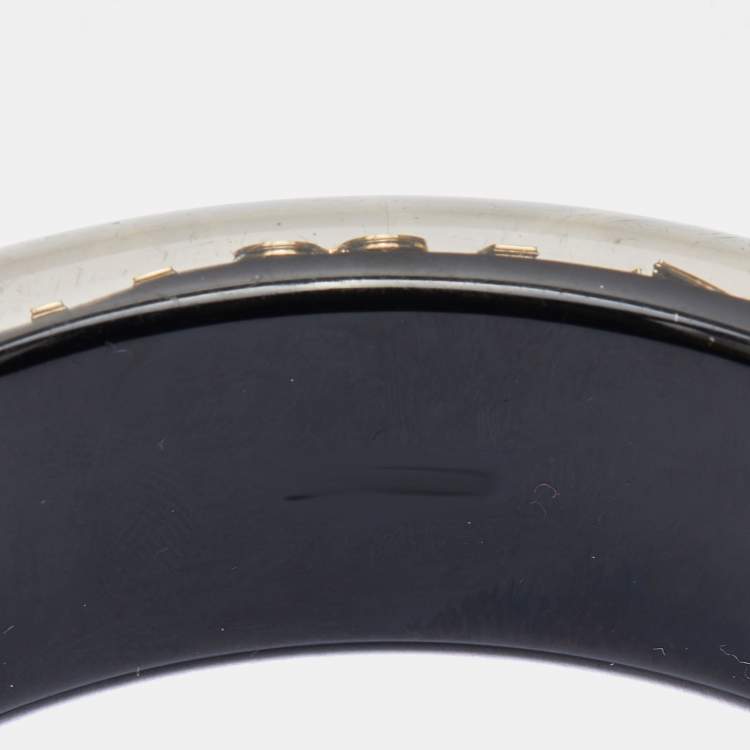 Pre Owned Louis Vuitton Black Logo Monogram Resin Uncle John Bangle