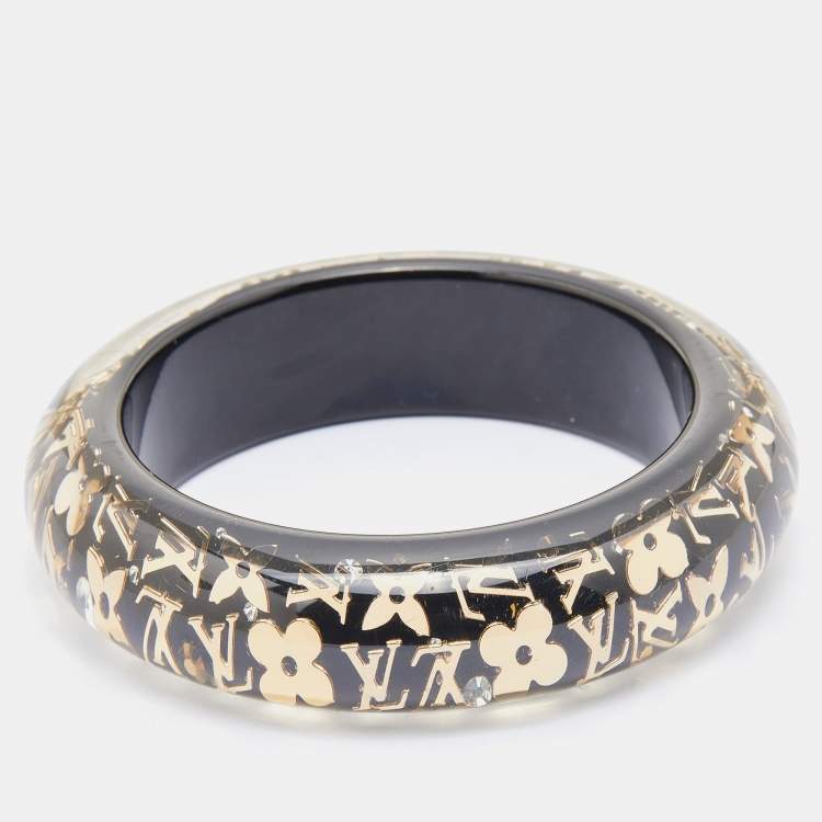 Pre Owned Louis Vuitton Black Logo Monogram Resin Uncle John Bangle