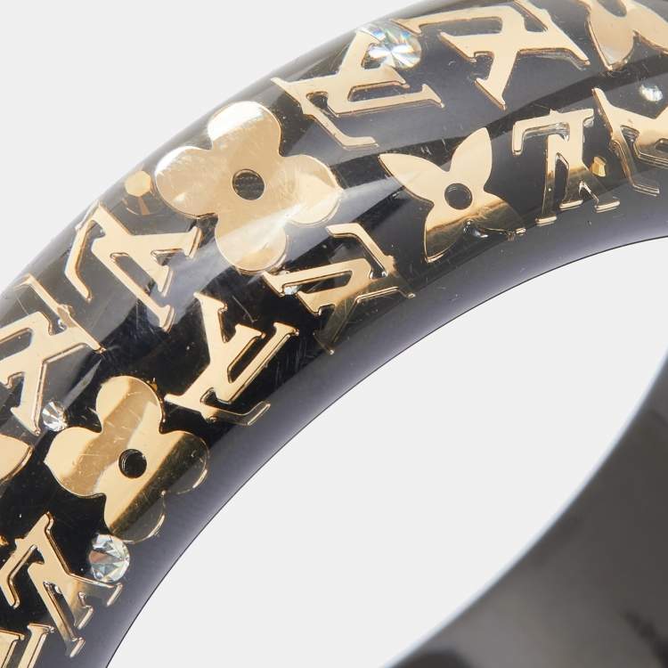Pre Owned Louis Vuitton Black Logo Monogram Resin Uncle John Bangle