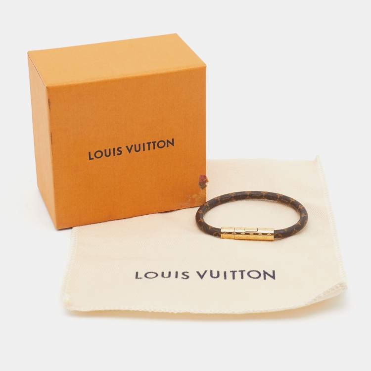Pre Owned Louis Vuitton Confidential Monogram Canvas Gold Tone Bracelet