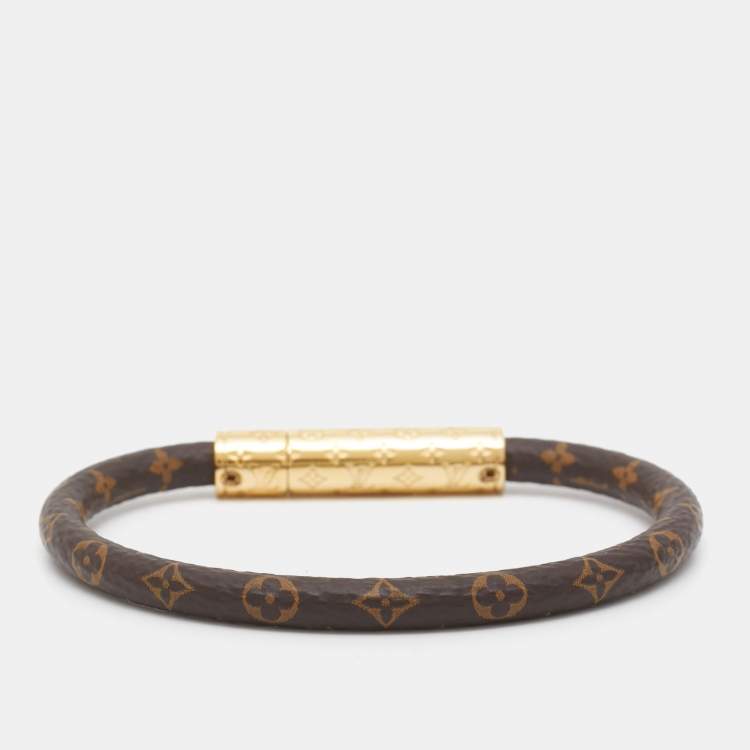 Pre Owned Louis Vuitton Confidential Monogram Canvas Gold Tone Bracelet