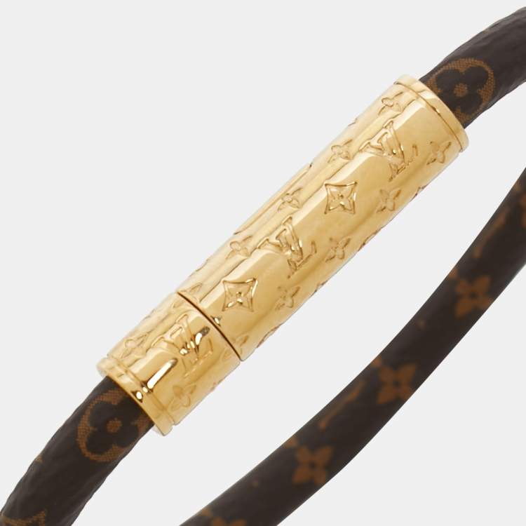 Pre Owned Louis Vuitton Confidential Monogram Canvas Gold Tone Bracelet