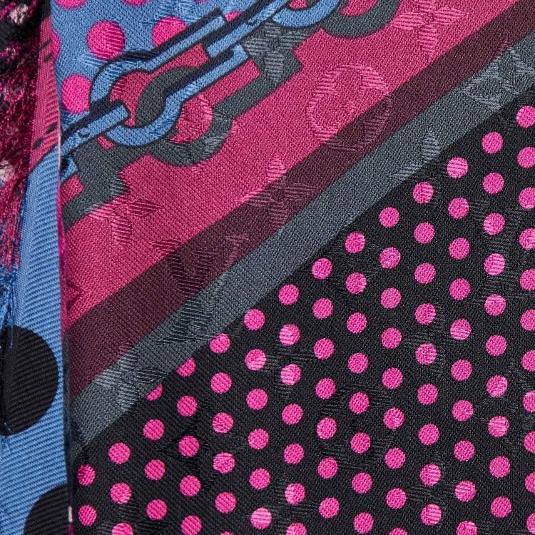 Pre Owned Louis Vuitton Multicolour Dot Printed Silk & Wool Scarf
