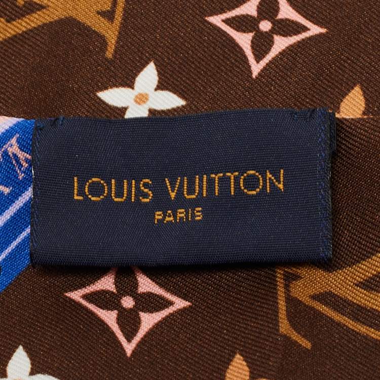 Pre Owned Louis Vuitton Brown/Beige Flowers Forever Silk Bandeau