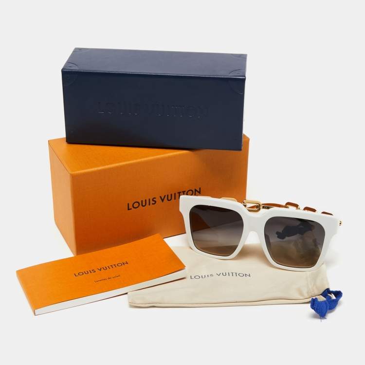 Pre Owned Louis Vuitton White MG2282 LV Edge Chain Cat Eye Sunglasses