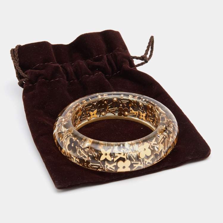 Pre Owned Louis Vuitton Gold Tone Monogram inclusion Bangle