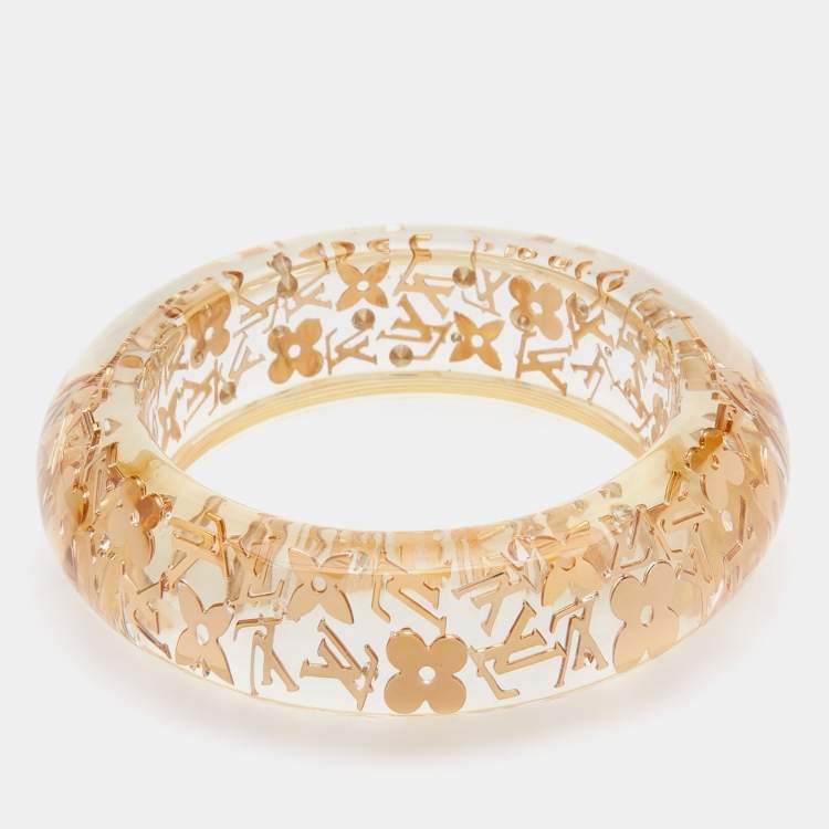 Pre Owned Louis Vuitton Gold Tone Monogram inclusion Bangle