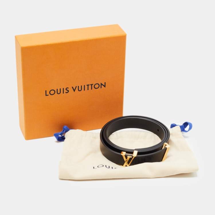 Pre Owned Louis Vuitton Black Embossed Leather LV Initiales Belt 85CM