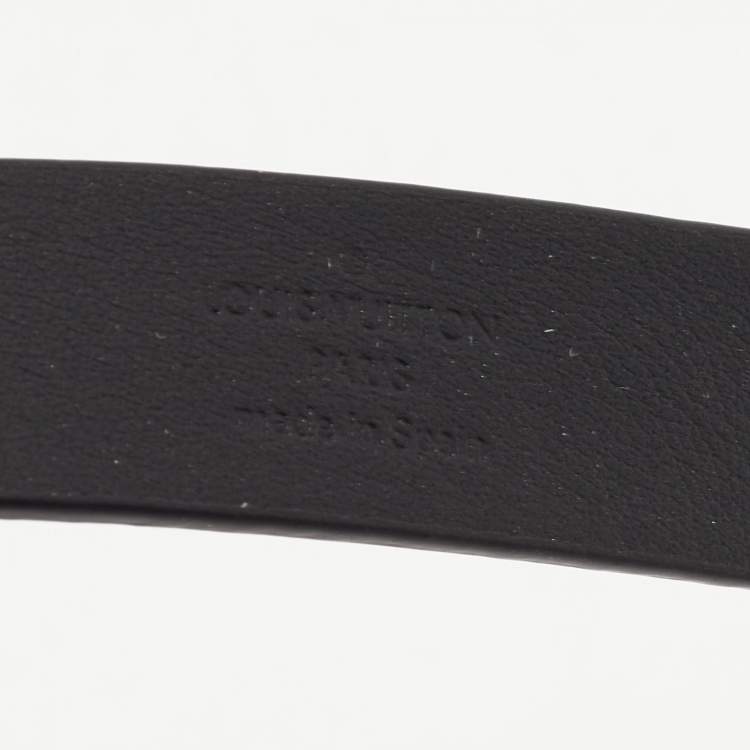 Pre Owned Louis Vuitton Black Embossed Leather LV Initiales Belt 85CM
