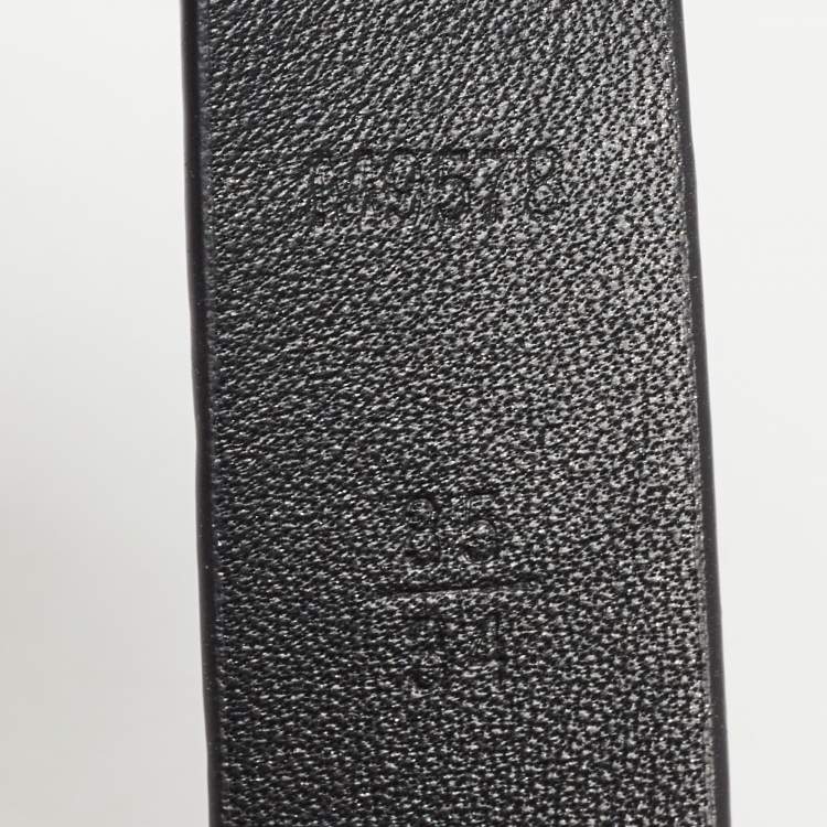 Pre Owned Louis Vuitton Black Embossed Leather LV Initiales Belt 85CM