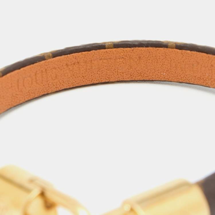 Pre Owned Louis Vuitton Alma Brown Canvas Gold Tone Charm Bracelet 