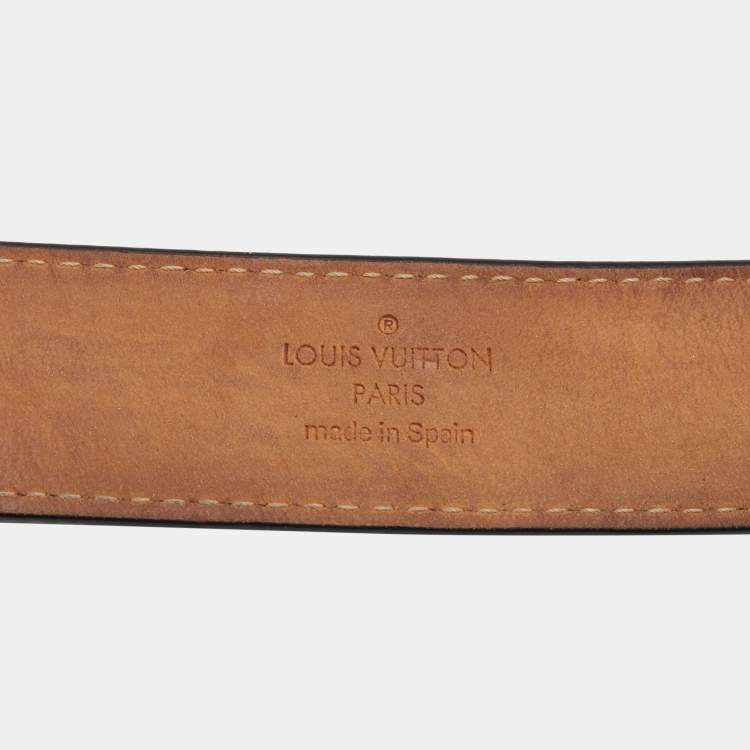 Pre Owned Louis Vuitton Black Epi Leather Initials Belt Size 85CM